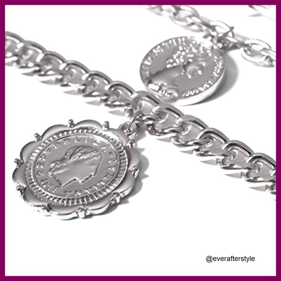 Chunky Punk Chain Silver-Toned Statement Collar Necklace - Picture 5 of 7